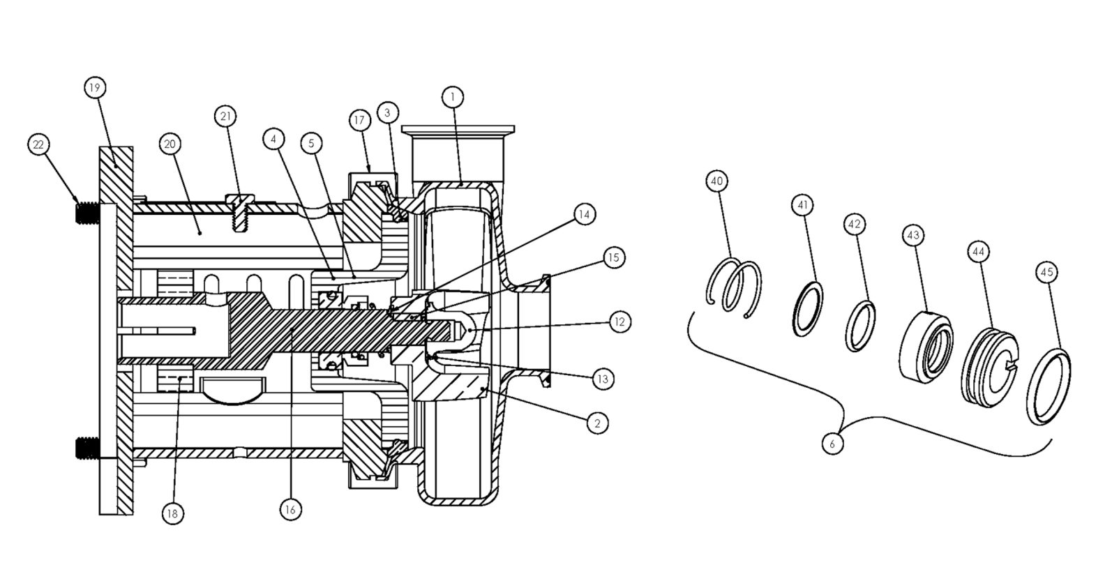 Vue éclatée pompe Ampco